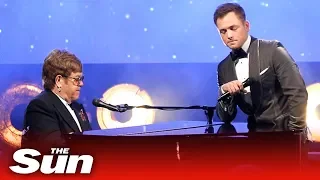 Elton John and Taron Egerton perform 'Rocketman' at Cannes Film Festival