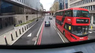 Travelling On London Red Bus Route 17 at the Famous London Bridge to Archway