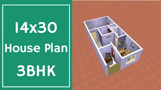 14x30 House Design 3BHK || 50 Gaj Makan ka Naksha || 3 Bed House Plan || Small House Design
