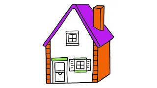 3D House Drawing, Painting, Coloring for Kids & Toddlers | Let's Draw, Paint Together .