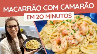 Massa cremosa com molho de camarão e um toque de limão | Receita com camarão