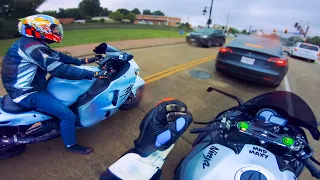 Fearless Ninja H2 vs Busa: Spectacular 150mph Rainy Wheelie Battle