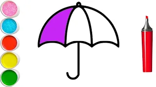 How to draw umbrella for kids step by step | 子供のための傘を段階的に描く方法 | 단계별로 어린이를위한 우산을 그리는 방법