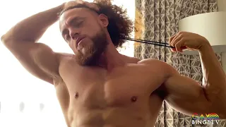 Male Bodybuilder POSING IN WHITE UNDIES Demo Gay MUSCLE Video