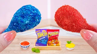 🔥Hot vs Cold Food Challenge❄️ Miniature Blue Takis or Hot Cheetos Fried Chicken🍗Tina Mini Cooking