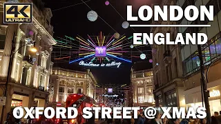 Рождественская прогулка 🎁 на Оксфорд-стрит 🎅, Лондон [4K]