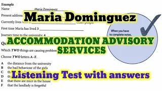 (Maria Dominguez) ACCOMMODATION ADVISORY SERVICE LISTENING TEST WITH ANSWERS