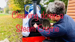 Cleaning down a steam engine after use