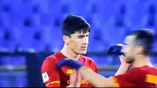 Roma Lecce 20 gen.22, Esultanza Goal di Eldor Azamatovič Shomurodov diretta dall Olimpico di Roma