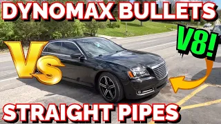 Chrysler 300 5.7L HEMI V8 DYNOMAX RACE BULLETS Vs STRAIGHT PIPES!