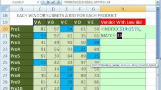 Excel Magic Trick # 283: Lookup Vendor Name With Low Bid