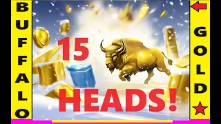 BUFFALO GOLD JACKPOT!! 15 HEADS!!🥇 == THREE SPINS ????