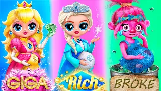 Princesas Pobres, Ricas y Millonarias con sus Bebés / 33 DIYs para LOL OMG