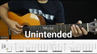 UNINTENDED - MUSE - Fingerstyle Guitar Tutorial TAB + Chords + Lyrics