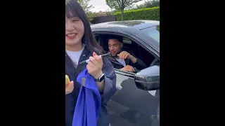 Arnaut Danjuma and Tottenham Hotspur fans. Sign Autographs session at Spurs training ground