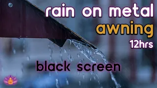 [Black Screen] Rain on Metal Awning | Rain Ambience No Thunder | Rain Sounds for Sleeping