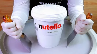 Nutella ice cream rolls street food - ايس كريم رول نوتيلا