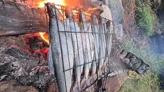 Fishing & cooking in Tuva Mountains. Siberia August 2021.