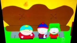 Cartman shows Kenny's "ass face" school pic on milk carton to Stan & Kyle.