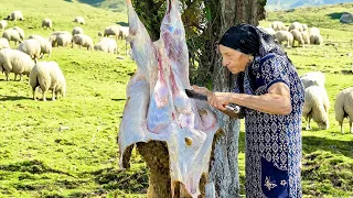 Grandma Rose Butchering a Young Lamb for Eid al-Adha | Rural LIfe Azerbaijan
