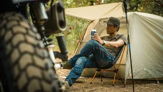 SOLO MOTO Camping in Nearly 3-digit Temp & Rain [ Relaxing, Triumph Scrambler, Tudor Black Bay 54 ]