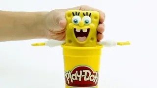 DibusYmas Stop motion Sponge Bob 💕 Superhero Clay cartoons