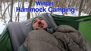 Winter Hammock Camping - Amok Draumr XL - Snow on Unknown Pond