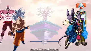 Strongest Mortals vs Gods of Destruction PERFECT POWERLEVELS -DBS/DBZ