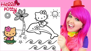 Coloring Hello Kitty - Vacation to Hawaii | Markers