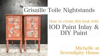 Vintage Nightstand Makeover with IOD Paint Inlay & DIY Paint