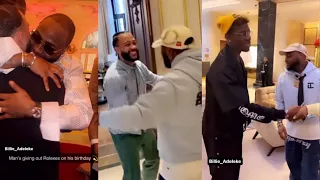 davido meets Paul pogba and Memphis depay as the party together for the first time