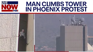 'Pro-life Spiderman' climbs old Chase Tower in Phoenix | LiveNOW from FOX