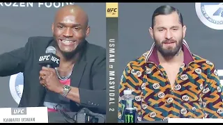 Kamaru Usman and Jorge Masvidal Exchanging words at Press conference.