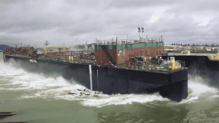 Launch of double hull tank barge OneDream