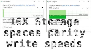 The trick to faster parity speeds on windows storage spaces