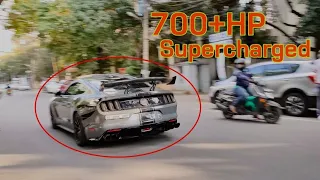 700+HP SUPERCHARGED MUSTANG goes crazy in INDIA | BANGALORE | JAN | 2022 | & Other  Supercars.......