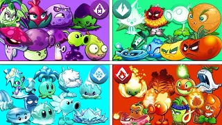 All Plants 4 Team FIRE x ICE x ELECTRIC x POISON Battlez - Who Will Win? - PvZ 2 v10.8.1