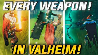 Valheim - EVERY Weapon & How To Get Them | Weapon Showcase (Fire Sword/Knight Shield)