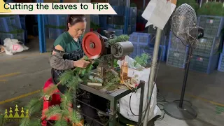 How factory makes an artificial Christmas tree: 2. Cut the Leaves into Tips