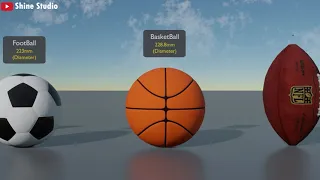 Balls Size Comparison in 3D II Shine Studio