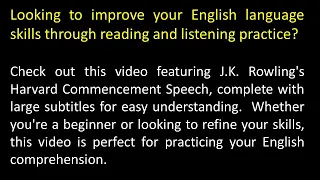 J K  Rowling Harvard Commencement Speech Harvard University Commencement 2008 | Big Subtitles