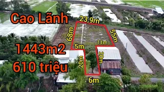 Đất thích hợp làm nhà vườn 1443m2 giá tốt 610 triệu tại Huyện Cao Lãnh