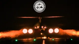 DOUBLE B-1 Lancer Bomber Night Take Off from RAF Fairford with Afterburner