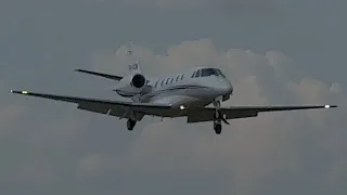 Cessna Citation XLS aproximação final, pouso e táxi em Piracicaba SDPW