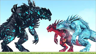 PIKKON REVENGE VS ICE COLOSSUS, CAUSTIC, FIRE AND ELETRIC COLOSSUS (ARK SURVIVAL EVOLVED BATTLE)