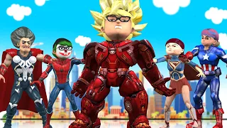 Avenger : Team Super Hero NickHulk Buster vs Bad Team Zombie - Scary Teacher 3D Hero Animation