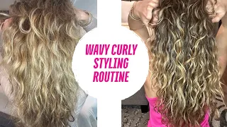 WAVY CURLY HAIR STYLING TUTORIAL ~ Beginner Friendly #naturallycurly #wavyroutine #curlyhair