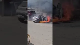 Incendiu Dacia Spring in Tulcea