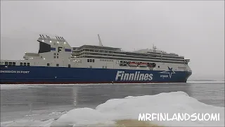 Finnsirius Finnlines Långnäs 16 Febrary 2024 meets Finncanopus for the first time