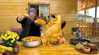 Grandma Cooked Delicious Rice with Giant Lamb Ribs! Village Life Azerbaijan